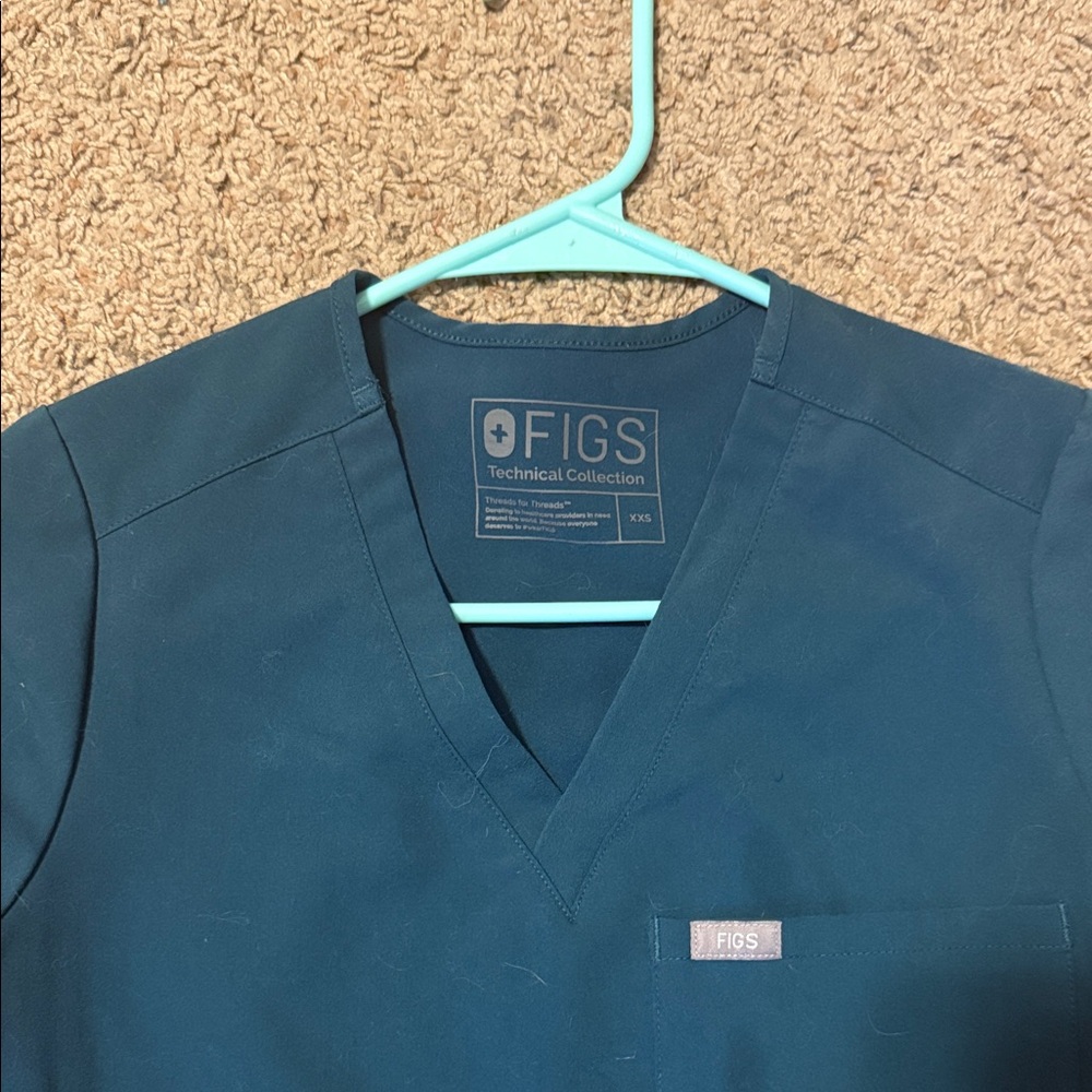 Figs Deep Blue Scrub Top